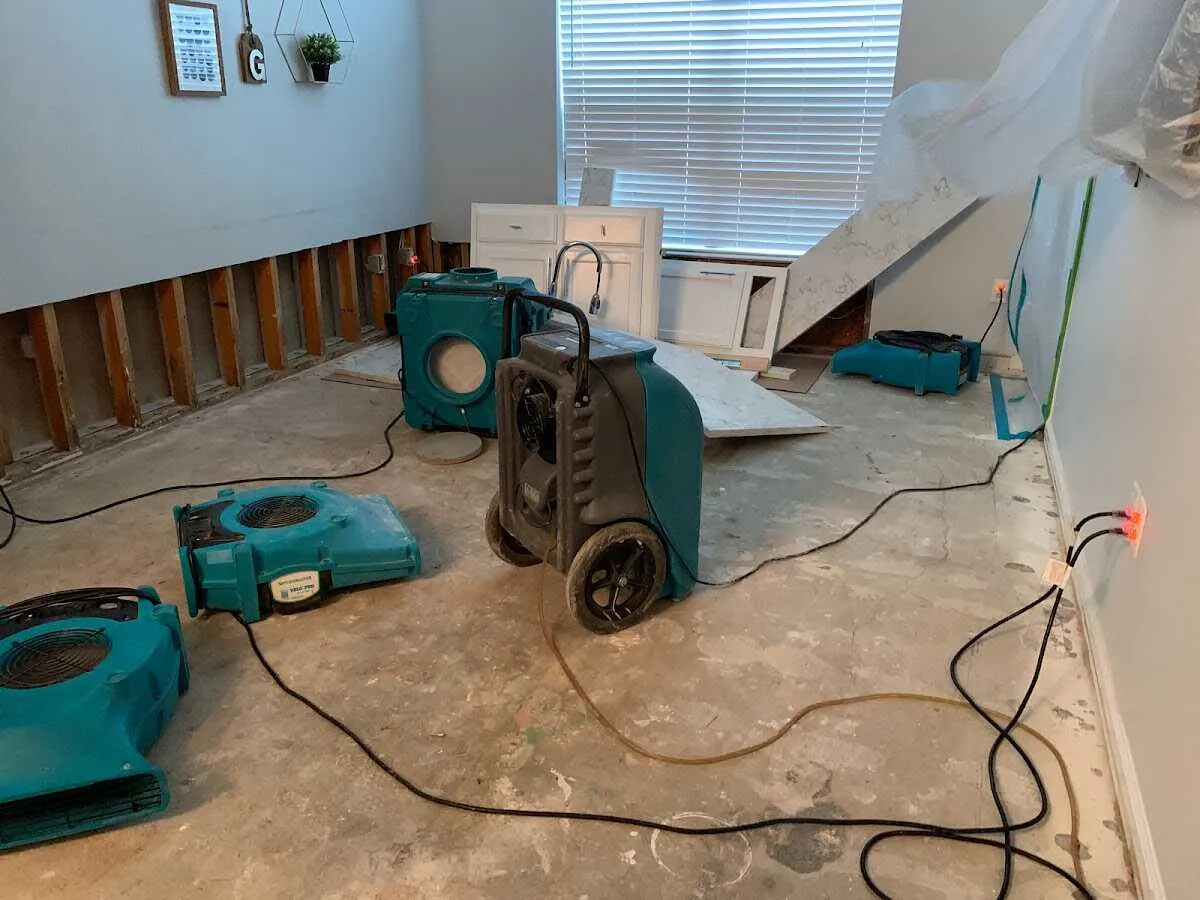 Dehumidifier in flood-cut room for Water Extraction & Removal in Crozet